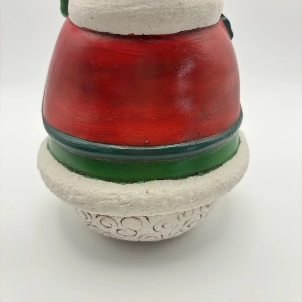 Vintage Holiday Ceramic Mrs Frosty Snowman with Candy Cane 7.5